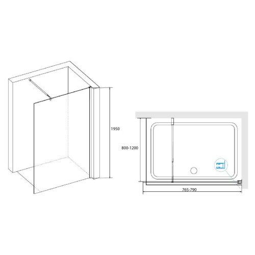 Душевая перегородка RGW Walk In 411002108-41 80х195 стекло текстурное профиль хром - фото 3