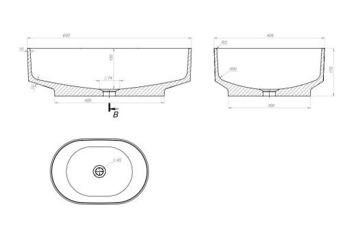 Раковина из искусственного камня Uperwood Aura 3490000001 60х40 накладная цвет белый - фото 2