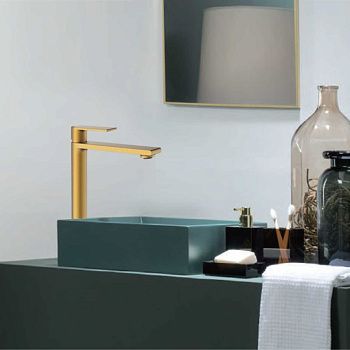 Смеситель для раковины Vincea Vogue VBF-1V2BG на столешницу золото