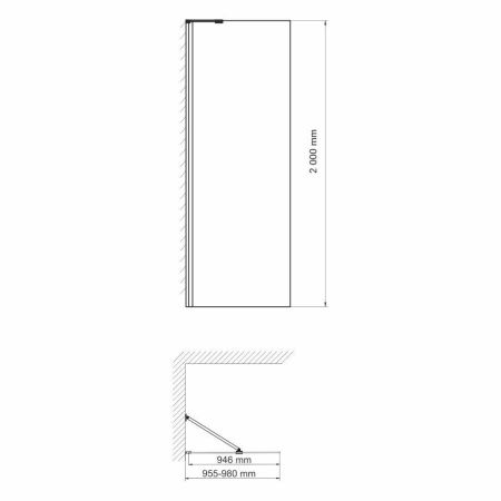 Душевая перегородка Wasserkraft Aller 10H 10H10-RP100 100х200 стекло прозрачное профиль хром