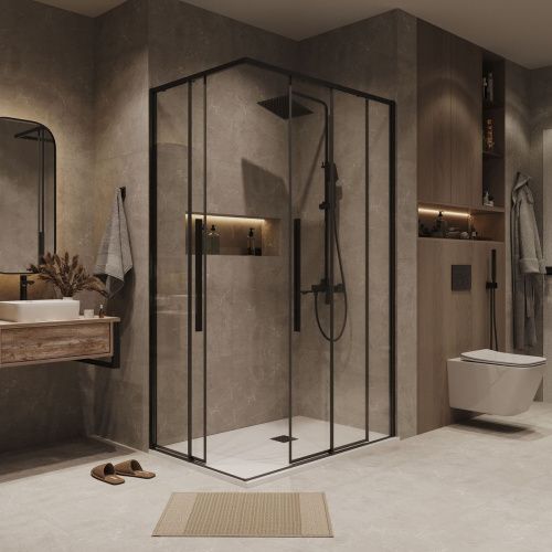 Душевой уголок Grossman Galaxy 300.K33.01.1090.42.00 100х90 стекло прозрачное профиль графит без поддона - фото 4