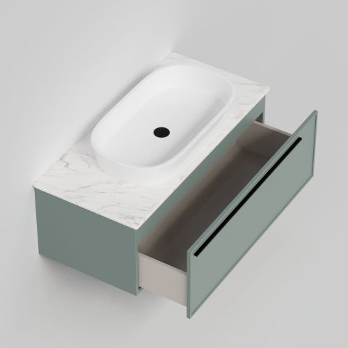 Тумба со столешницей La Fenice ELBA NFNC-01-ELB-G-100-3-GG 100х50 подвесная цвет синий/серый - фото 2