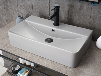 Раковина керамическая Gid Geométrico 52236 60х40 накладная цвет серый 1 отверстие под смеситель