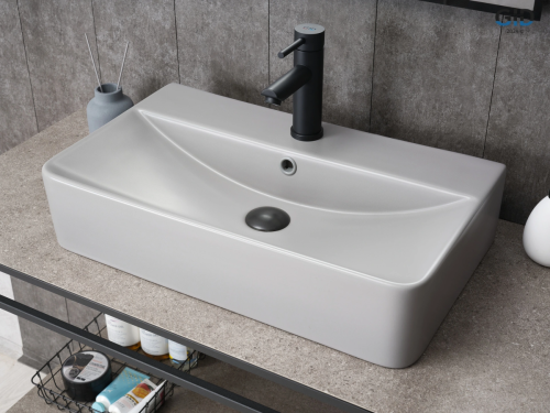 Раковина керамическая Gid Geométrico 52236 60х40 накладная цвет серый 1 отверстие под смеситель