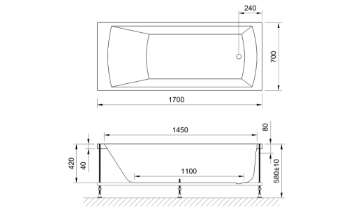 Ванна акриловая Royal Bath VIENNA RB953203 170х70 пристенная прямоугольная без ножек и каркаса - фото 4