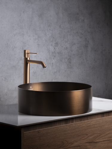 Раковина из нержавеющей стали AltroBagno Luna AltroBagnoLuna001004BrAn 40х40 накладная цвет бронза - фото 3