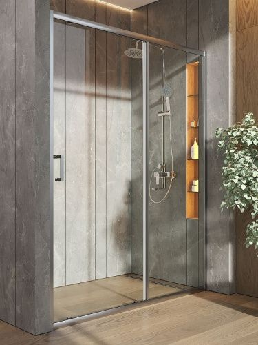 Душевая дверь Orange E02-150TCR 150х190 стекло прозрачное профиль хром - фото 4