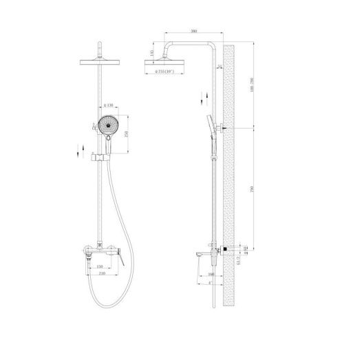 Душевая стойка Esko ST1425SHA настенная цвет хром - фото 3