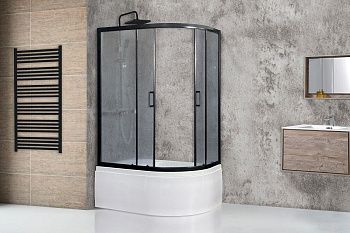 Душевой уголок Royal Bath BK RB8120BK-C-BL-L 120х80 стекло матовое профиль черный с поддоном