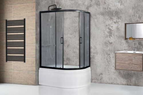 Душевой уголок Royal Bath BK RB8120BK-C-BL-L 120х80 стекло матовое профиль черный с поддоном