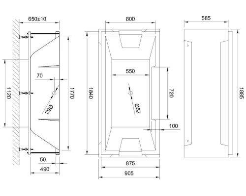 Ванна акриловая гидромассажная Royal Bath TRIUMPH RB665102DL 190х85 пристенная прямоугольная с каркасом - фото 2