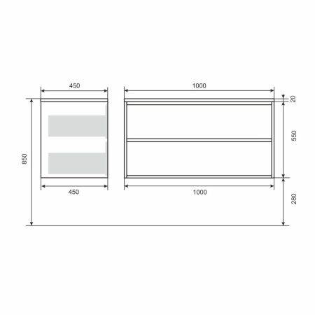 Тумба под раковину Uperwood Next Premium 3930205159 90х50 подвесная цвет серый/белый