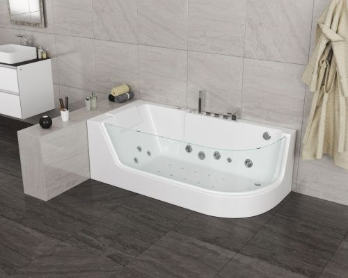 Ванна акриловая Grossman GR-17000R 170х80 пристенная асимметричная с ножками - фото 2