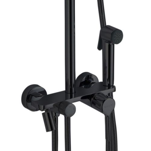 Душевая стойка Haiba HB24814-7 настенная цвет черный - фото 4