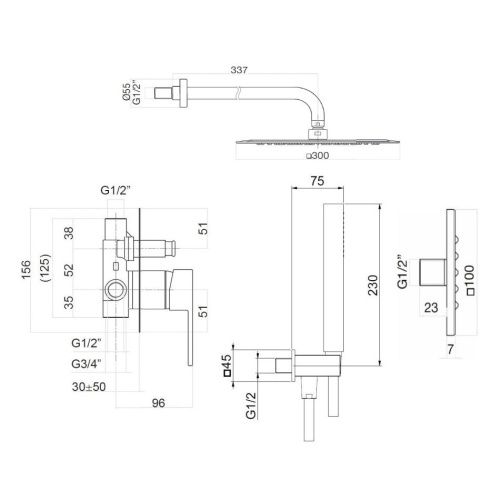 Душевая стойка Webert PE890104794 настенная цвет золото - фото 3