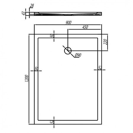 Душевой поддон из искусственного камня Aquaton Калифорния 1A714336CA010 120х90 белый