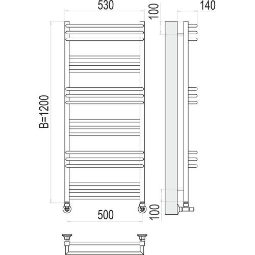 Полотенцесушитель водяной Terminus 4630080268371 55х120 хром - фото 3