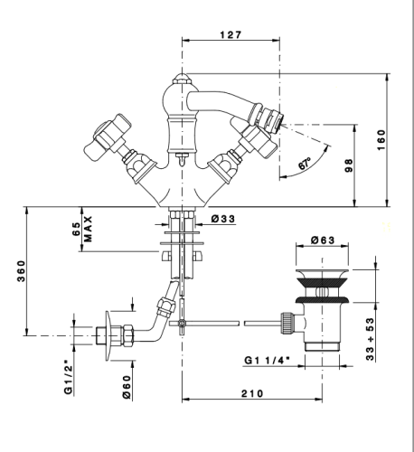 Смеситель Nicolazzi Dames Anglaises 1434CR18 на биде хром - фото 2