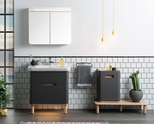 Тумба с раковиной Vitra Sento 60836 80х50 подвесная цвет черный - фото 2