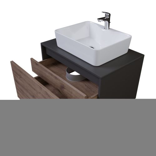 Тумба под раковину Grossman Смарт 107009 70х50 подвесная цвет коричневый/серый - фото 2