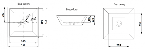 Раковина из сантехнического фаянса CeramaLux 179 40х40 накладная цвет многоцветный без отверстий под смеситель - фото 2