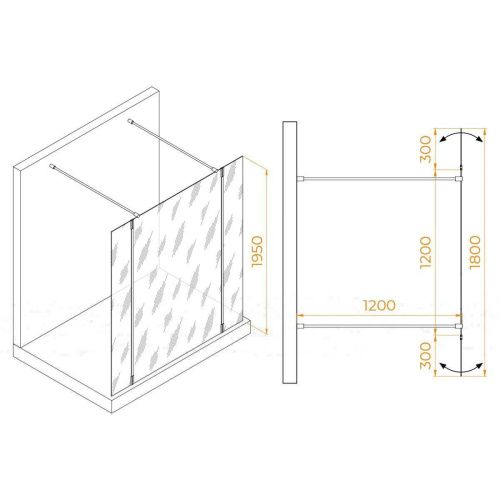 Душевая перегородка RGW Walk In 351005223-11 120х195 стекло прозрачное профиль хром - фото 2