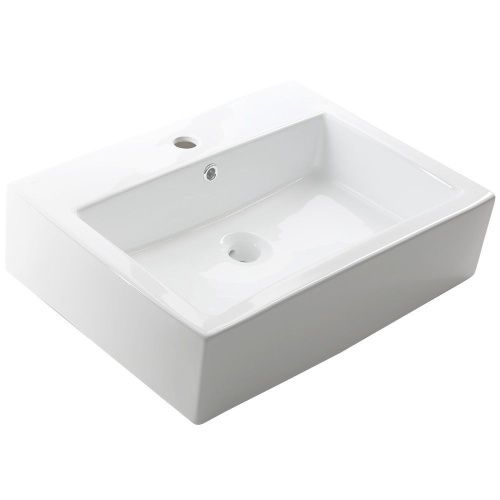 Раковина из сантехнического фарфора Melana A121-803 60х50 накладная цвет белый 1 отверстие под смеситель - фото 4