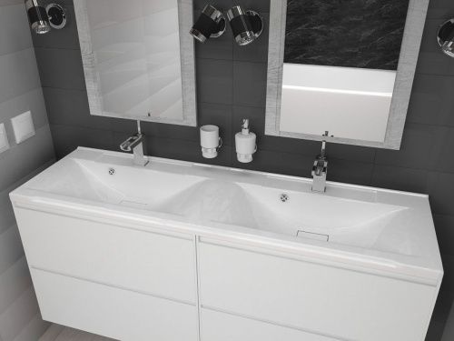 Раковина мебельная из искусственного камня Marko Комфорт (две чаши) 120 5211120 120х50 накладная цвет белый - фото 3