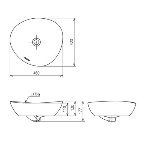 Раковина керамическая Toto TA L4704MTE#CMW (второй арт LS903MTVE#CMW) 50 см накладная цвет белый без отверстий под смеситель - фото 2