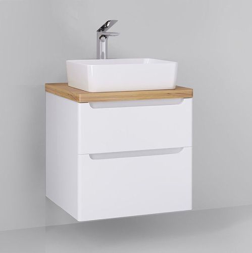 Тумба под раковину Jorno WOOD wood.01.60/P/W 60х50 подвесная цвет белый - фото 3