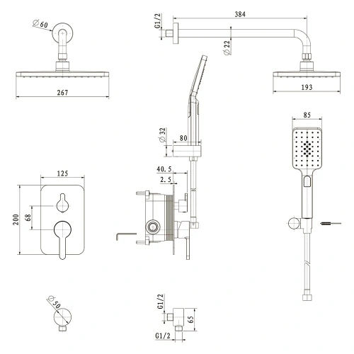 Душевая система Veconi VERONA VE-510-C-C4 встраиваемая в стену цвет хром - фото 3