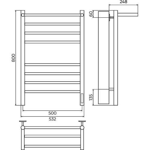 Полотенцесушитель электрический Terminus 4670078554208 55х80 белый - фото 3