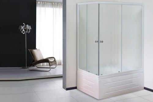 Душевой уголок Royal Bath BP RB8120BP-C-R 120х80 стекло матовое профиль белый с поддоном