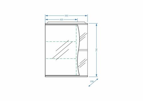 Зеркало-шкаф Stella Polar Волна SP-00000040 60х70 подвесной цвет белый - фото 2