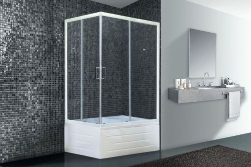 Душевой уголок Royal Bath BP RB8100BP-T-R 100х80 стекло прозрачное профиль белый с поддоном