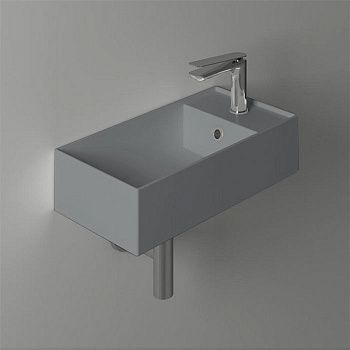 Раковина из сантехнического фаянса Simas Agile AG50 cemento matt*1 50х30 подвесная цвет серый 1 отверстие под смеситель