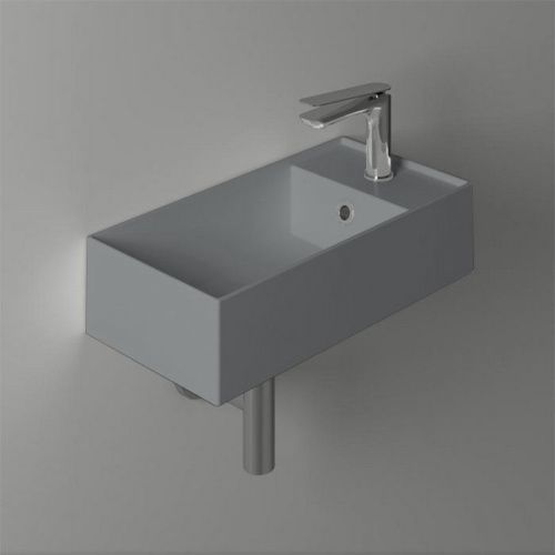 Раковина из сантехнического фаянса Simas Agile AG50 cemento matt*1 50х30 подвесная цвет серый 1 отверстие под смеситель