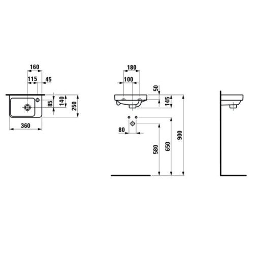 Раковина керамическая Laufen Pro 8.1596.0.000.104.1 40 см подвесная цвет белый 1 отверстие под смеситель - фото 2