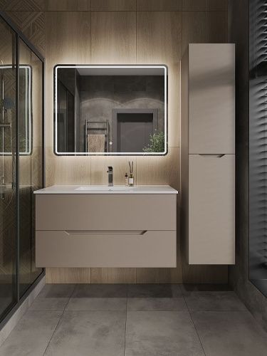 Тумба с раковиной Orange Line Li-100TuL+Ra 100х50 подвесная цвет бежевый - фото 5