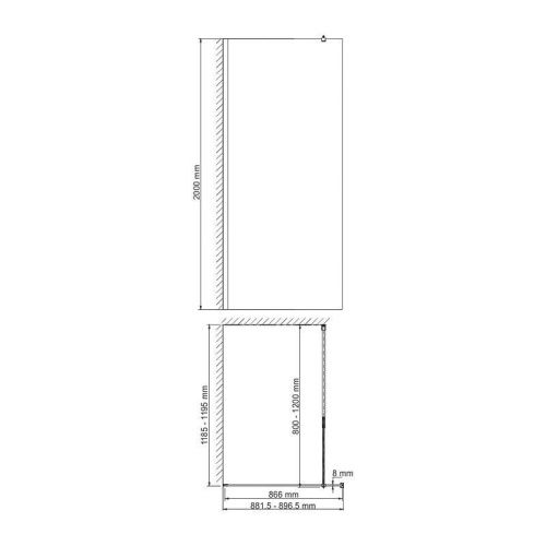 Душевая перегородка Wasserkraft Rur 30W 30W39BG-FL 90х200 стекло рифленое профиль золото - фото 3