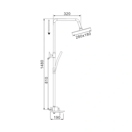 Душевая стойка Rose R2736H настенная цвет черный