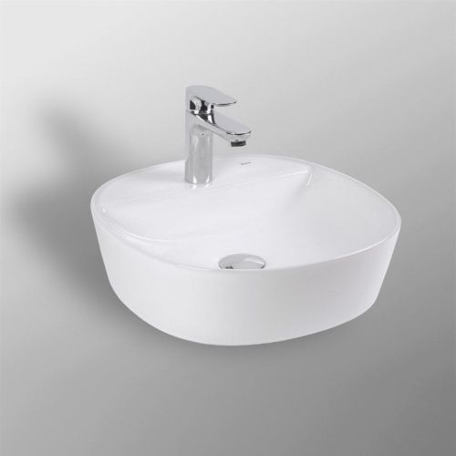 Раковина из сантехнического фарфора Bond Oval S01-410 40х40 накладная цвет белый 1 отверстие под смеситель - фото 5