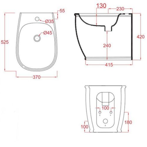 Биде напольное Artceram AZULEY AZB002 03 00 nero*1 цвет черный - фото 2