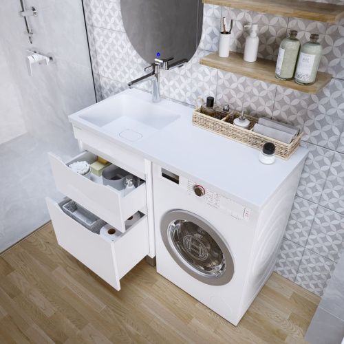 Раковина из искусственного камня Grossman Камилла 1101031 110х50 накладная цвет белый 1 отверстие под смеситель - фото 3