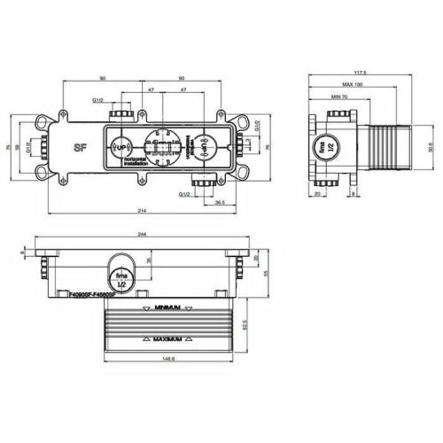 Внутренняя часть встраваемого смесителя для душа на 2 выхода Fima Carlo Frattini F4560SF - фото 2