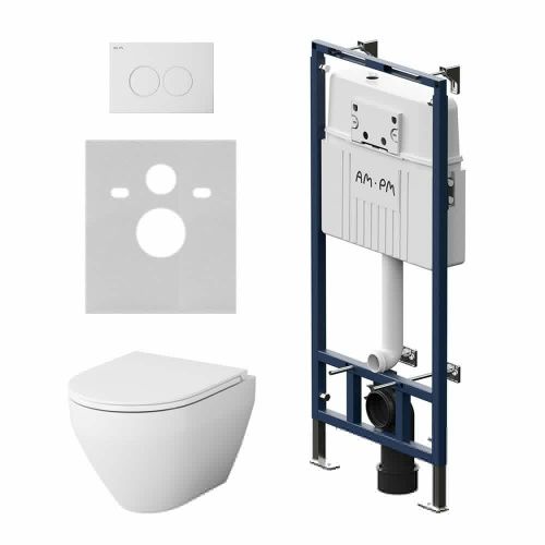 Комплект унитаз с инсталляцией с клавишей смыва Am.Pm Spirit V2.0 IS100101.701700