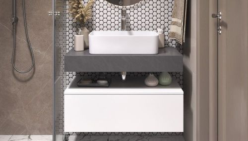 Тумба Velvex UNIT tpUNI.80.H27.Y-223 80х48х27 подвесная цвет белый лед - фото 2