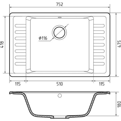 Кухонная мойка Granfest Quarz 71 белый 75х50 цвет белый поверхность матовая - фото 3