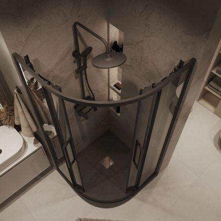 Душевой уголок Grossman Cosmo 301.K33.02.9090.21.10 90х90 стекло тонированное профиль черный без поддона