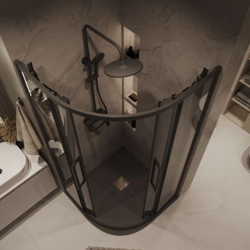 Душевой уголок Grossman Cosmo 301.K33.02.9090.21.10 90х90 стекло тонированное профиль черный без поддона - фото 4